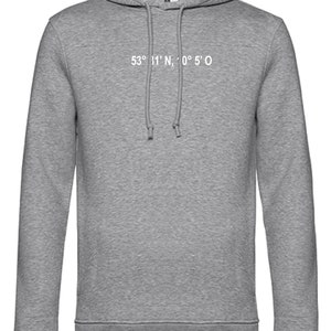 Sweat à capuche pour hommes, Coordonnées bâton blanc , sweat à capuche pour hommes personnalisé et brodé Gris