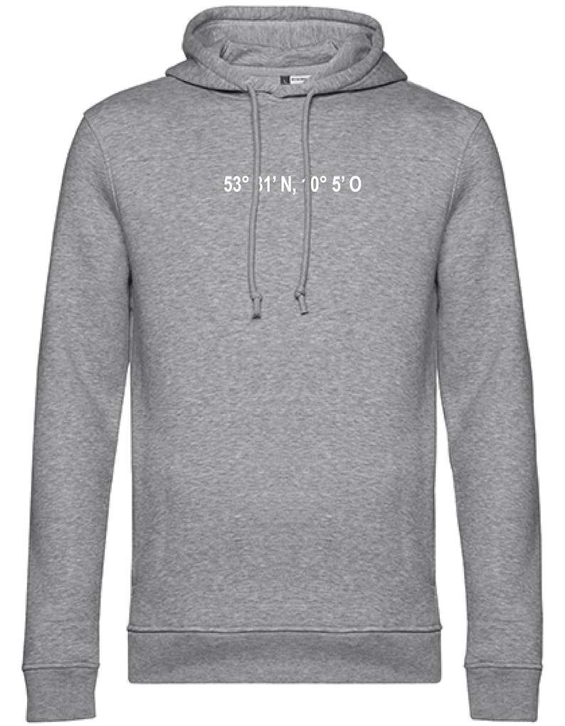 Sweat à capuche pour hommes, Coordonnées bâton blanc , sweat à capuche pour hommes personnalisé et brodé Gris