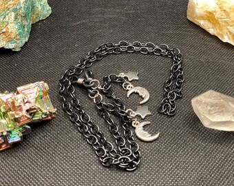 Strap Eyewear Accessory Necklace half moon Sunglass Chain Moon and Star Silver Eyeglass Chain Gift for Mom Eyeglasses Holder