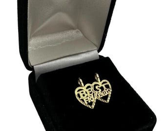 14k Yellow Gold &quot;Best Friends&quot; Split Heart Pendant
