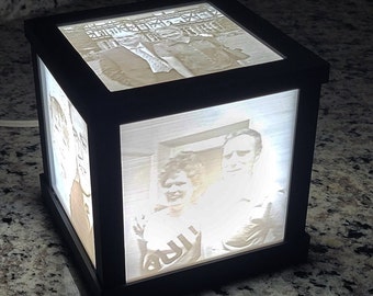 5 Picture Lithophane Cube With LED Light And Switch