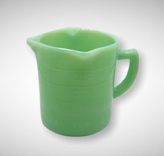 Jadeite Green Glass Measuring Cup W/ Markers Depression Style