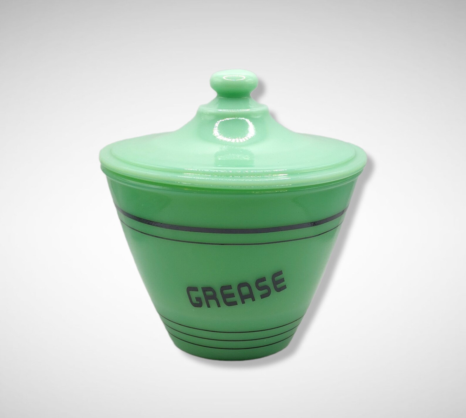 Jadeite Green Depression Style Glass Grease Jar With Lid Etsy