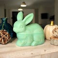 Jadeite Depression Style Glass Bunny Rabbit Covered Candy Dish with Lid, Vintage Style Farmhouse, Cookie Jar, Retro Home Decor, Green, Bowl