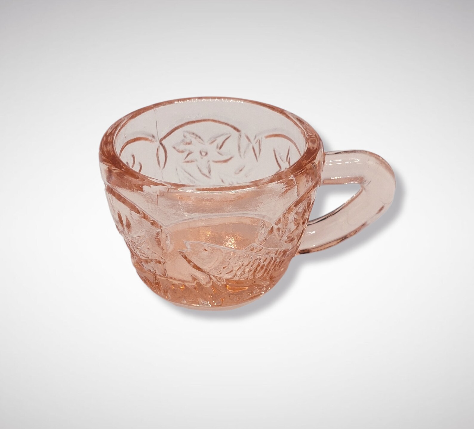 Pink Depression Style Glass Childs Mini Punch Bowl Set Etsy