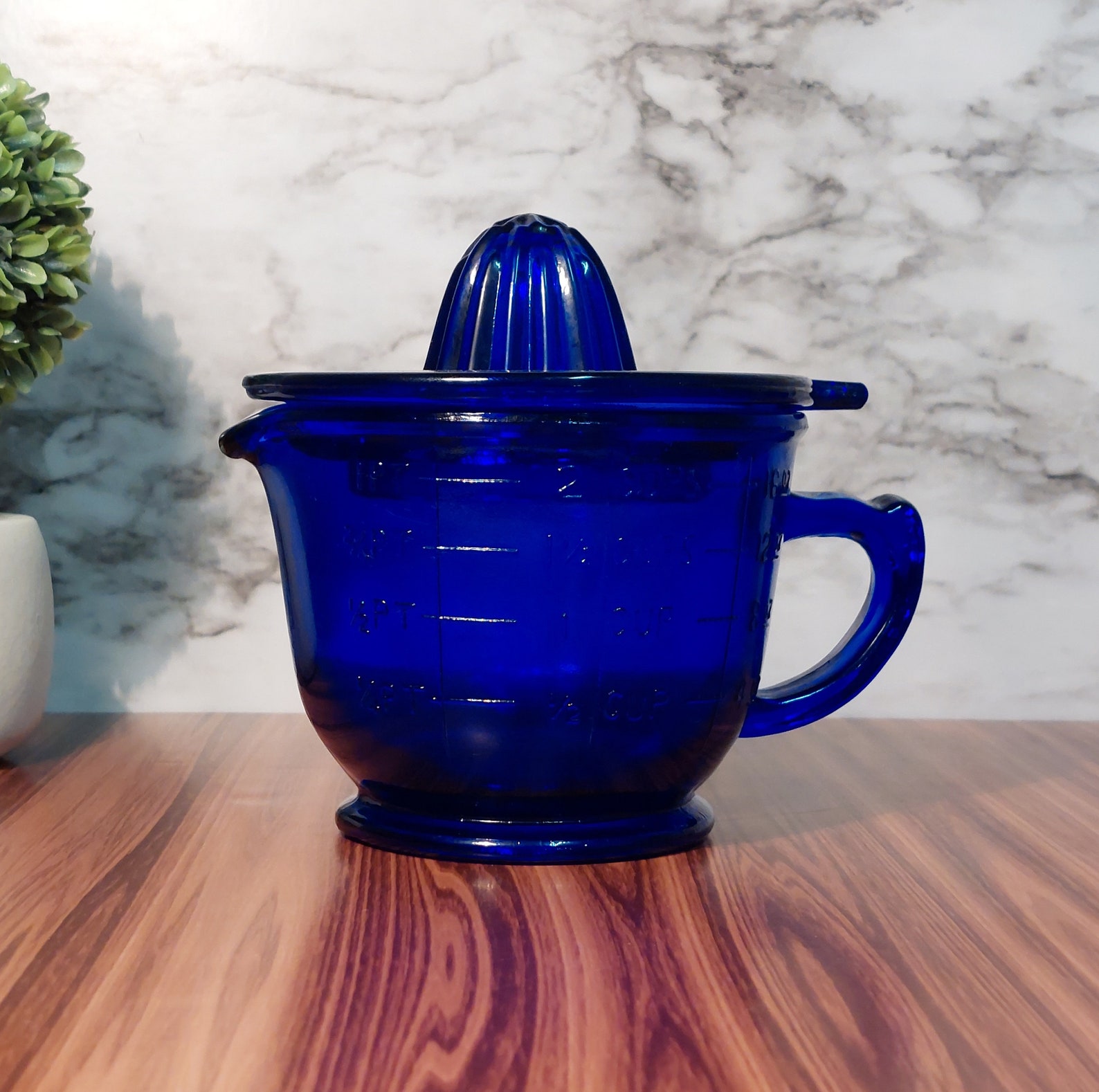 Cobalt Blue Juicer Reamer & 2 Cup Measuring Cup Huge 2 PC Etsy