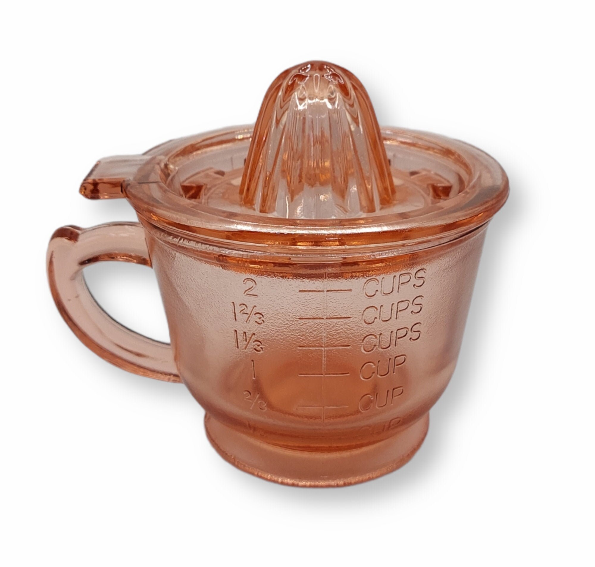 Pink Depression Style Glass Juicer Reamer & 2 Cup Measuring Etsy