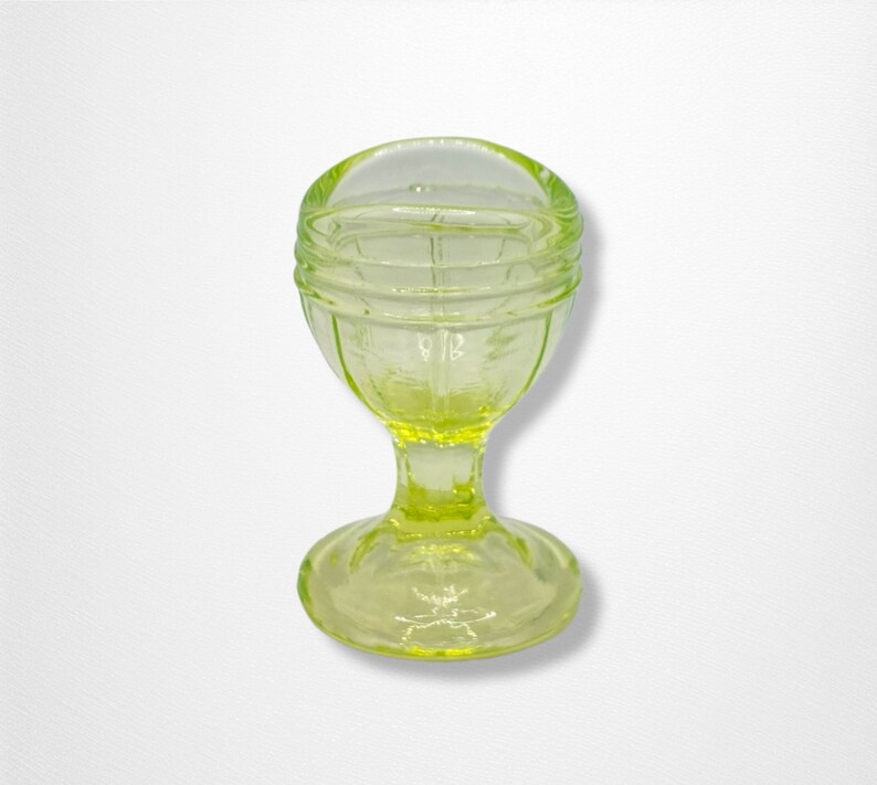 Green Vaseline Glass Uranium Glow Raised Rib Pedestal Eye Wash Etsy