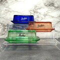 Vintage Glass Butter Dish, Retro Depression Style, Farmhouse Kitchen Gift for Mom, Country Home Decor, Pink Amber, Cobalt Blue, Green