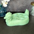 Jadeite Depression Style Glass Rooster Chicken Deviled Egg Plate Dish, Vintage Style, Hen on Nest, Bowl, Farmhouse, Retro Home Decor, Green