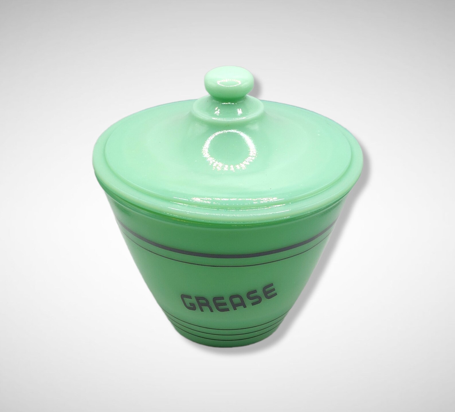 Jadeite Green Depression Style Glass Grease Jar With Lid Etsy