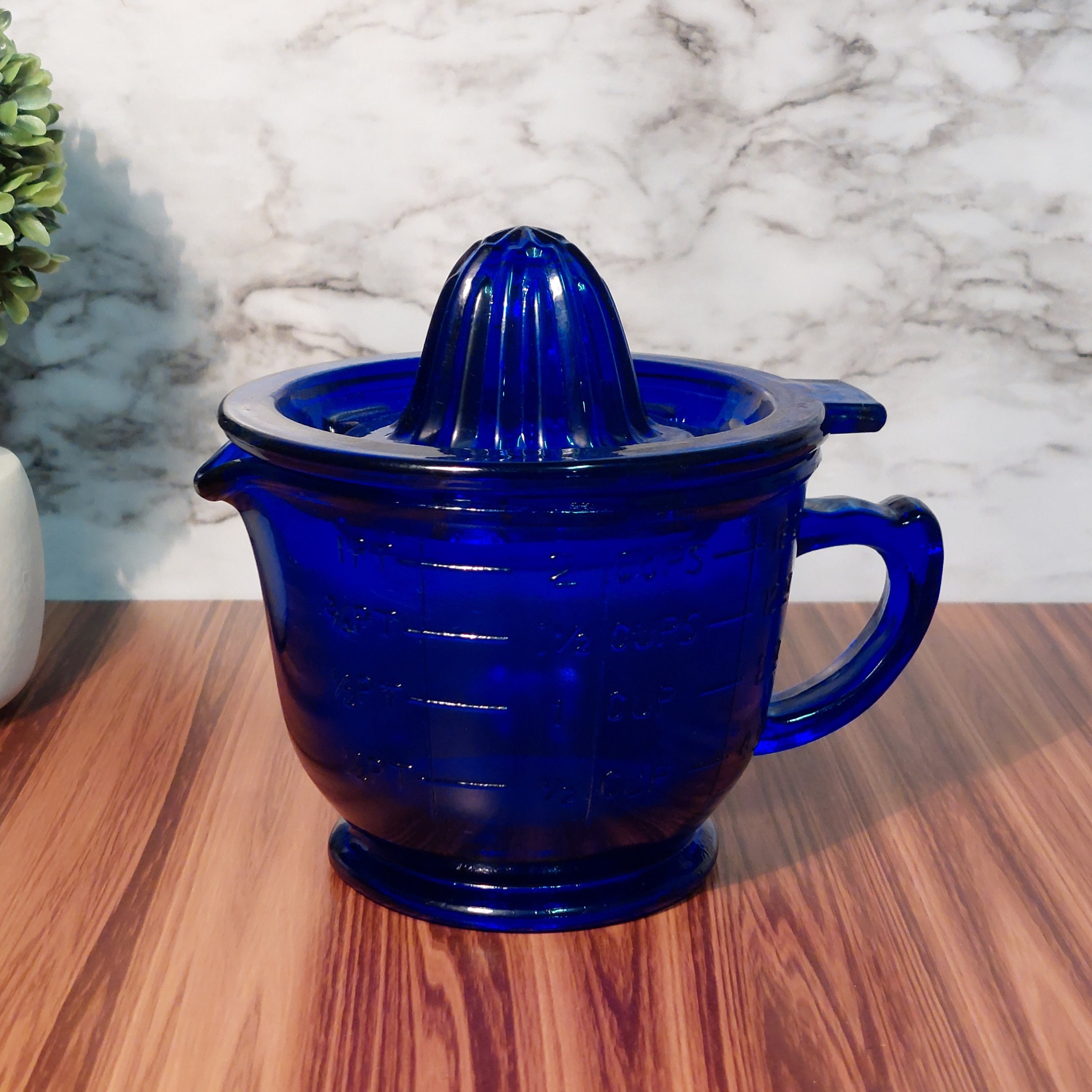 Cobalt Blue Glass 4 Piece Nesting Measuring Cup Set W/ Markers Depression  Style, Vintage Glassware, Art Deco, Kitchenware, Farmhouse, Dish 