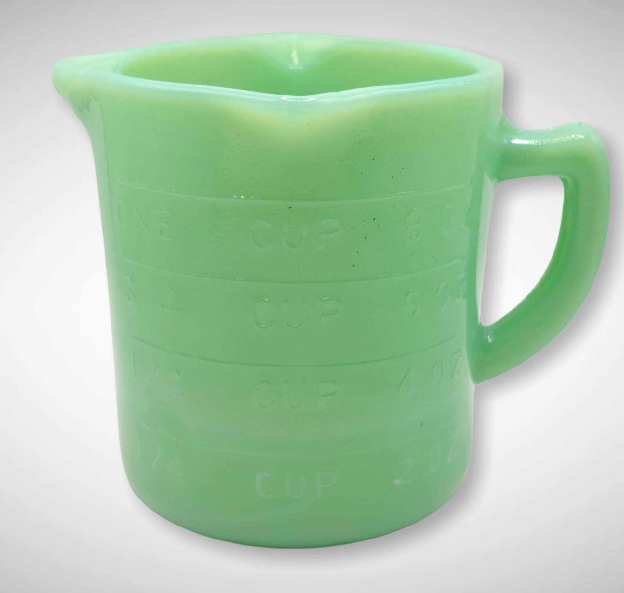 KitchenCraft Milk Glass Measuring Cup Set in Gift Box, Jade Green