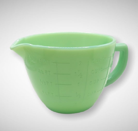Jadeite Green Glass Measuring Cup W/ Markers Depression Style