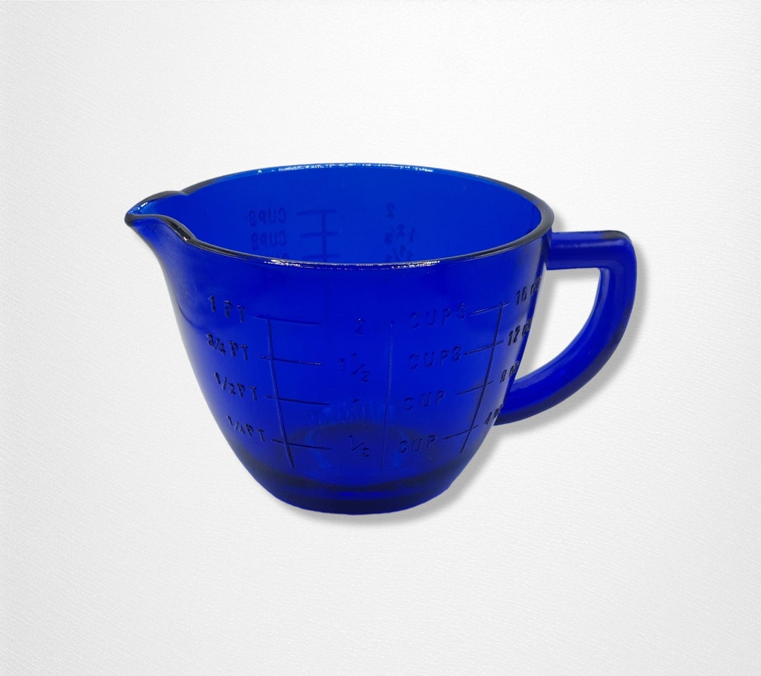 Cobalt Blue Glass 2 Cup Measuring Cup & Mixing Bowl W/ Markers Etsy
