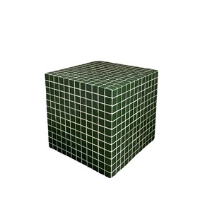 Handmade Tiled Side Table — Green Tile with White Grout —  Cube 12X12X12