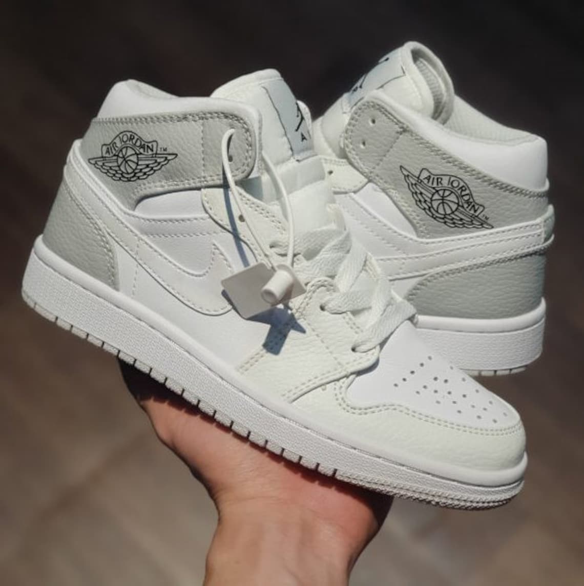 Air Jordan 1 Mid SE GS Swoosh Logo Grey | Etsy