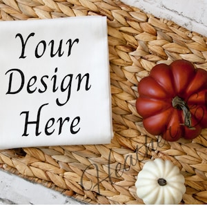 White Tea Towel Fall Pumpkin Mockup-White Towel Mockup-Flour Sack Mockup-Fall-Digital Download