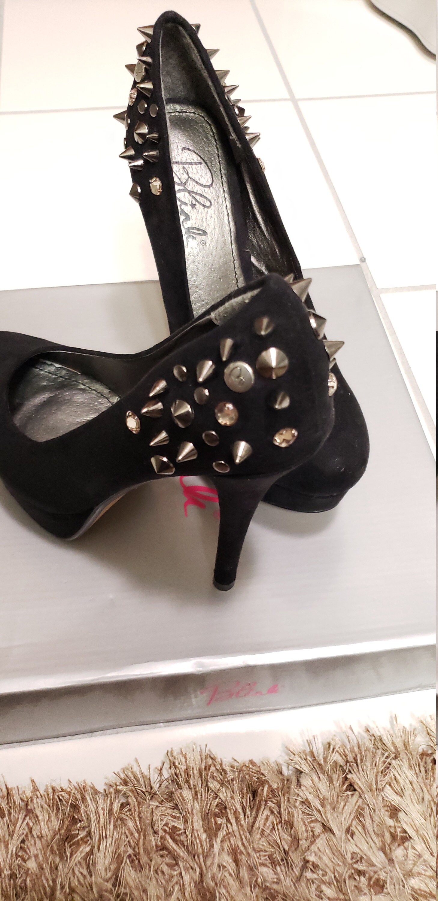 black high heels with spikes