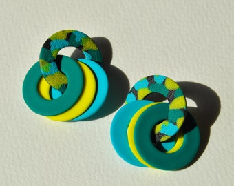 Polymer clay link earrings | Terrazzo 3-in-1 | Handmade accessories