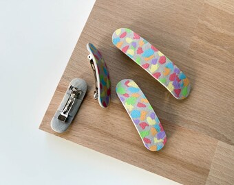 Barrette hair clip | Pastel rainbow terrazzo | Handmade accessories