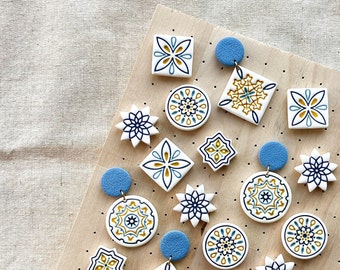 Polymer clay earrings | Azulejos | Portuguese tiles | Handmade accessories