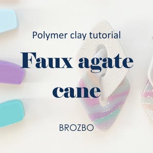 May include: Polymer clay tutorial Faux agate cane BROZBO. The image displays diamond-shaped pieces with a textured white surface and a translucent, multi-colored layered pattern featuring purple, teal, and white stripes with silver glitter accents.