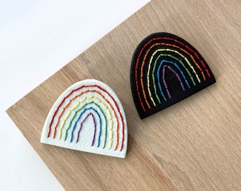 Embroidered rainbow polymer clay  pin | Pride brooch | Handmade accessories