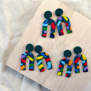 Polymer clay drop earrings Festive multicolored confetti Handmade accessories image 4