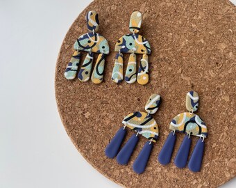 Polymer clay drop earrings | Abstract pattern | Handmade accessories