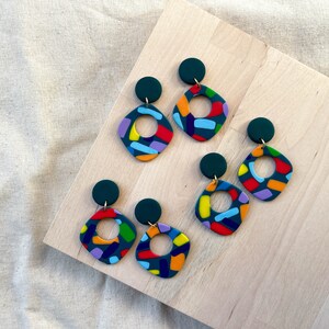 Polymer clay drop earrings Festive multicolored confetti Handmade accessories image 3