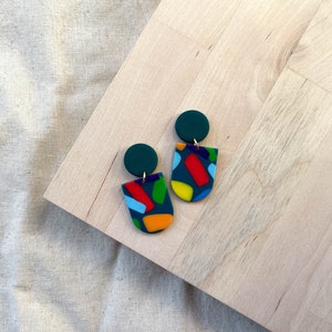 Polymer clay drop earrings Festive multicolored confetti Handmade accessories image 2