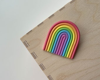 Polymer clay rainbow pin | Pride brooch | Handmade accessories