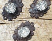 3 Cast Iron ANTIQUE Style Barn Handle Drawer Pull Coat Hook Rack BACK PLATE Knob