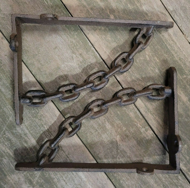 2 Cast Iron CHAIN Brackets Garden Braces Shelf Bracket Etsy