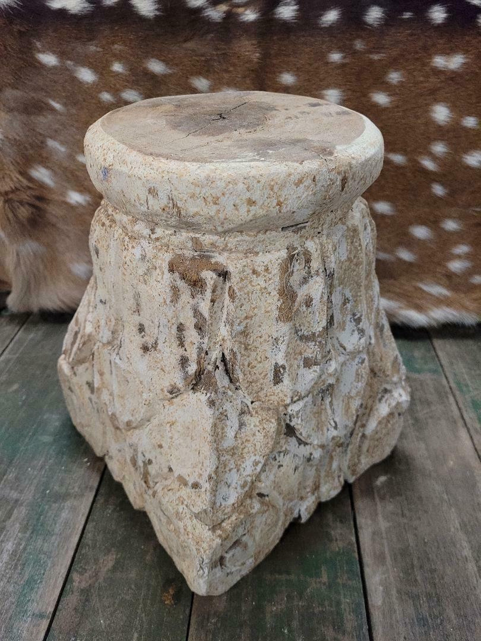 Tall Carved Wooden PEDESTAL Base RISER ARCHITECTURAL Capital Etsy