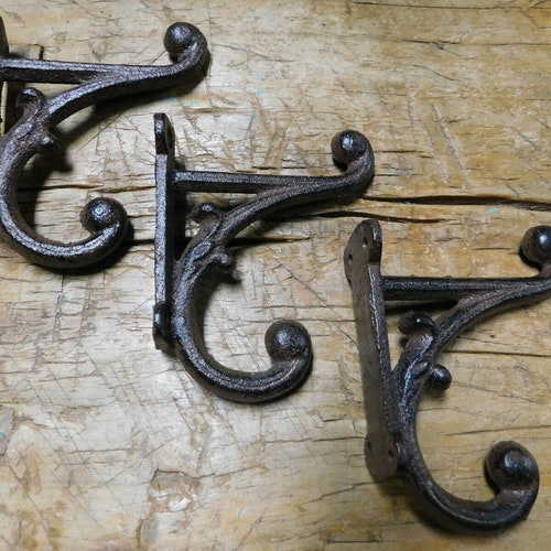 5 BLACK Iron Coat Hooks Antique Vintage Look Hook Hall Tree Etsy