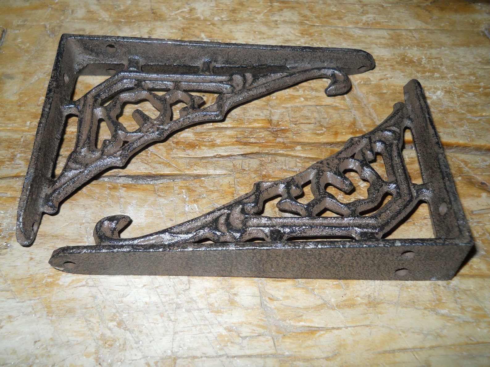 2 Cast Iron Antique Style Art Deco Brackets Garden Braces Etsy