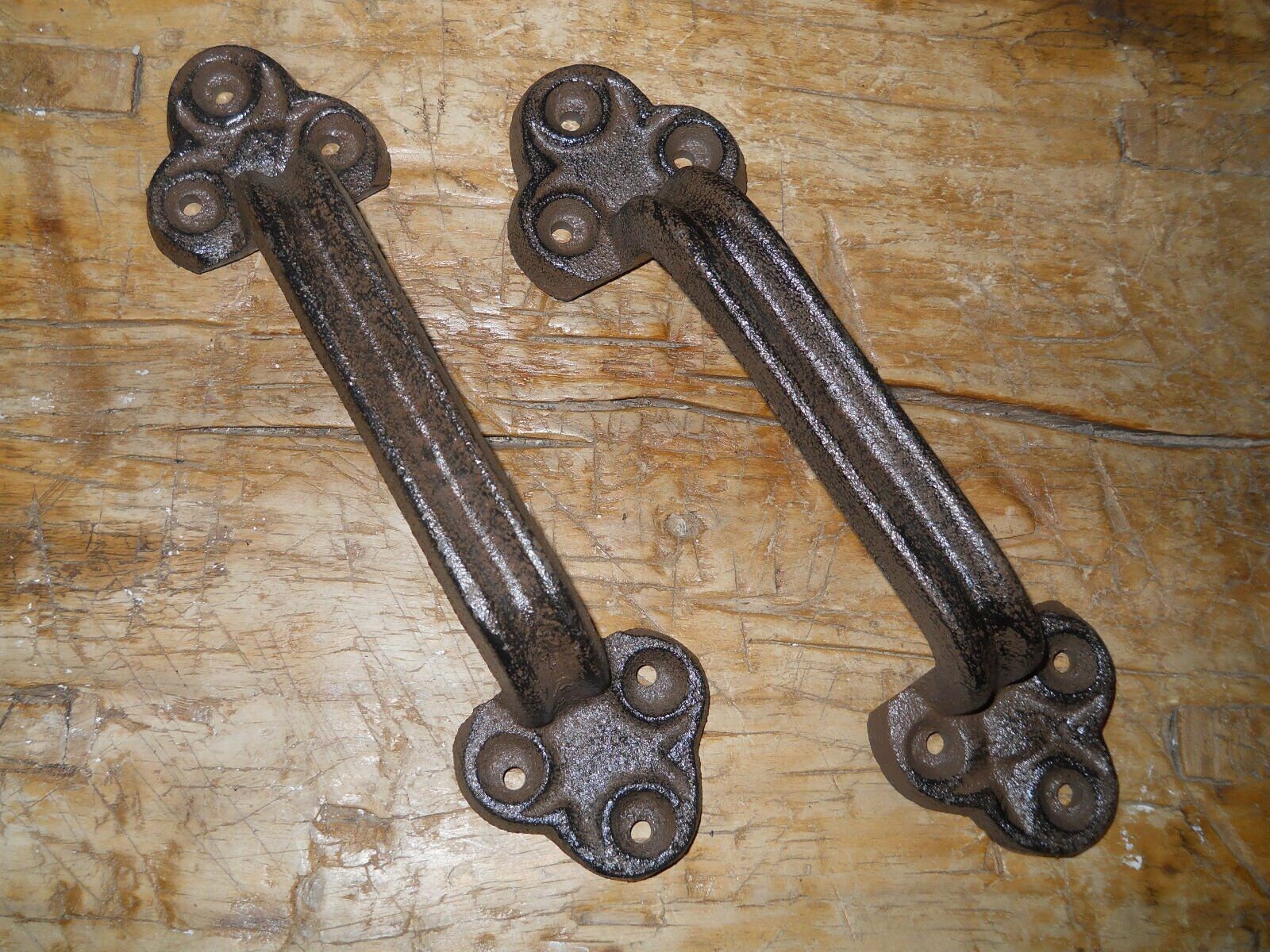 4 HUGE Cast Iron Antique Style RUSTIC Barn Handle Gate Pull Shed Door Handles 