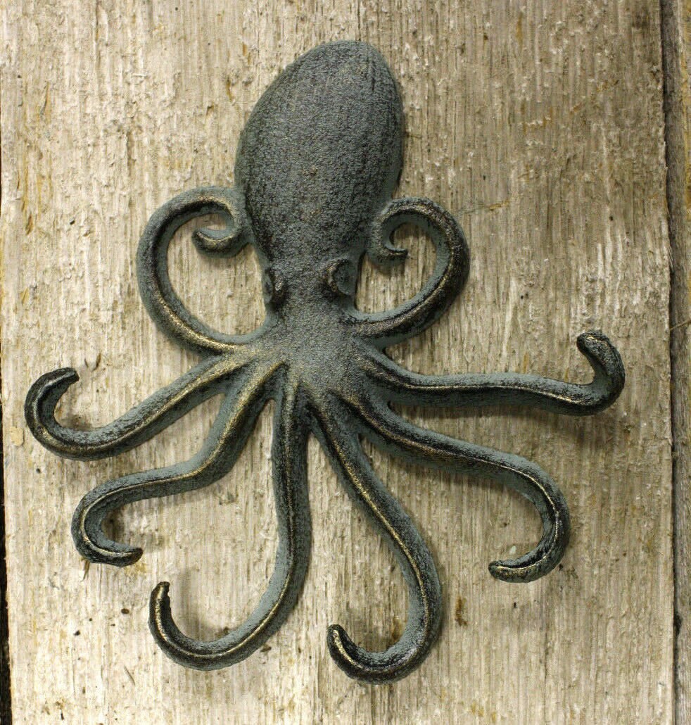 2 Heavy Cast Iron Octopus Towel Hanger Coat Hooks Hat Hook Etsy
