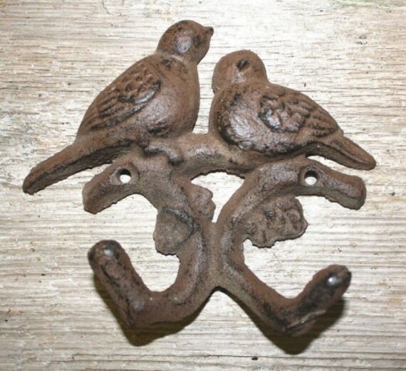 CAST IRON Bird Double Wall Coat Rack Hook Hanger Hat Jewelry Garden Flower Towel CAST IRON Bird Double Wall Coat Rack Hook Hanger Hat Jewelry Garden Flower Towel