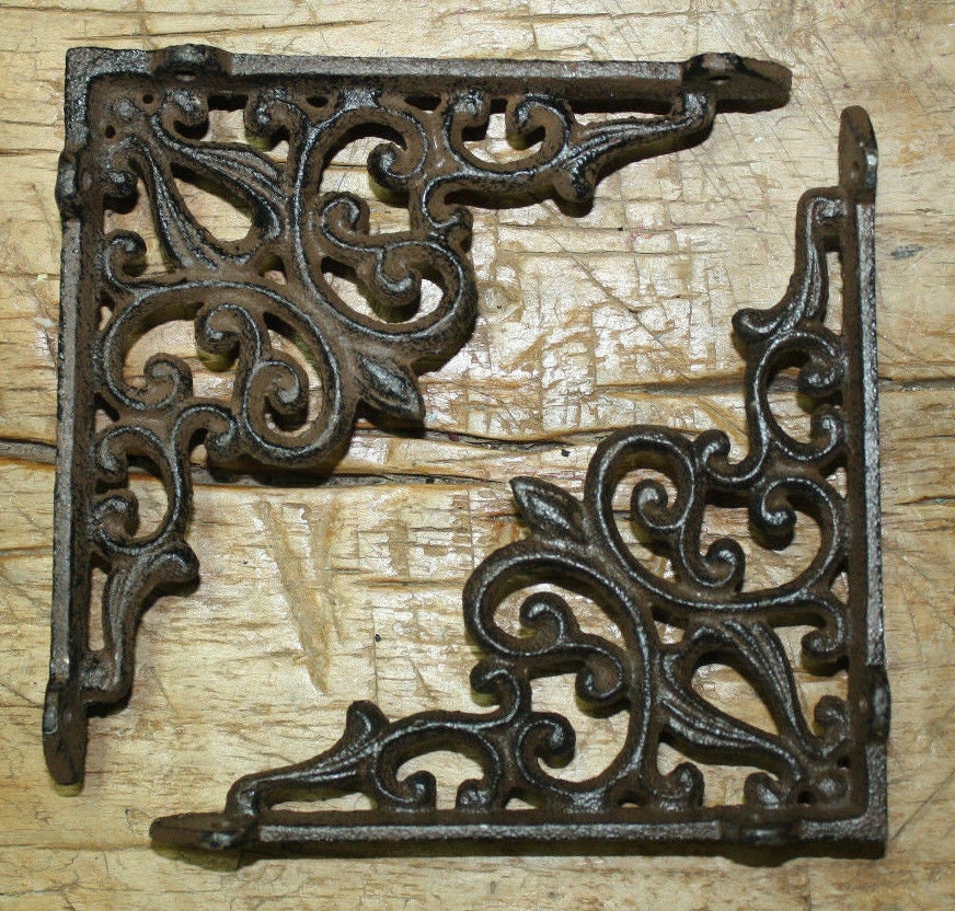 4 Cast Iron Antique Style HEART Brackets Garden Braces RUSTIC Etsy