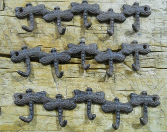 New 3 Heavy Cast Iron Blue Crab Towel Hanger Coat Hooks Hat Hook, Key Rack Nautical