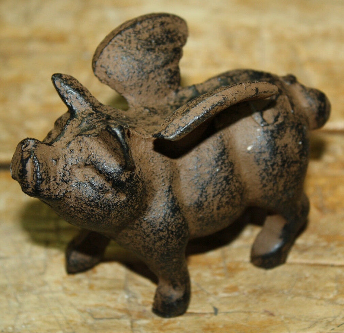 Cast Iron FLYING PIG Statue Wings Paper Weight Garden Rustic Etsy