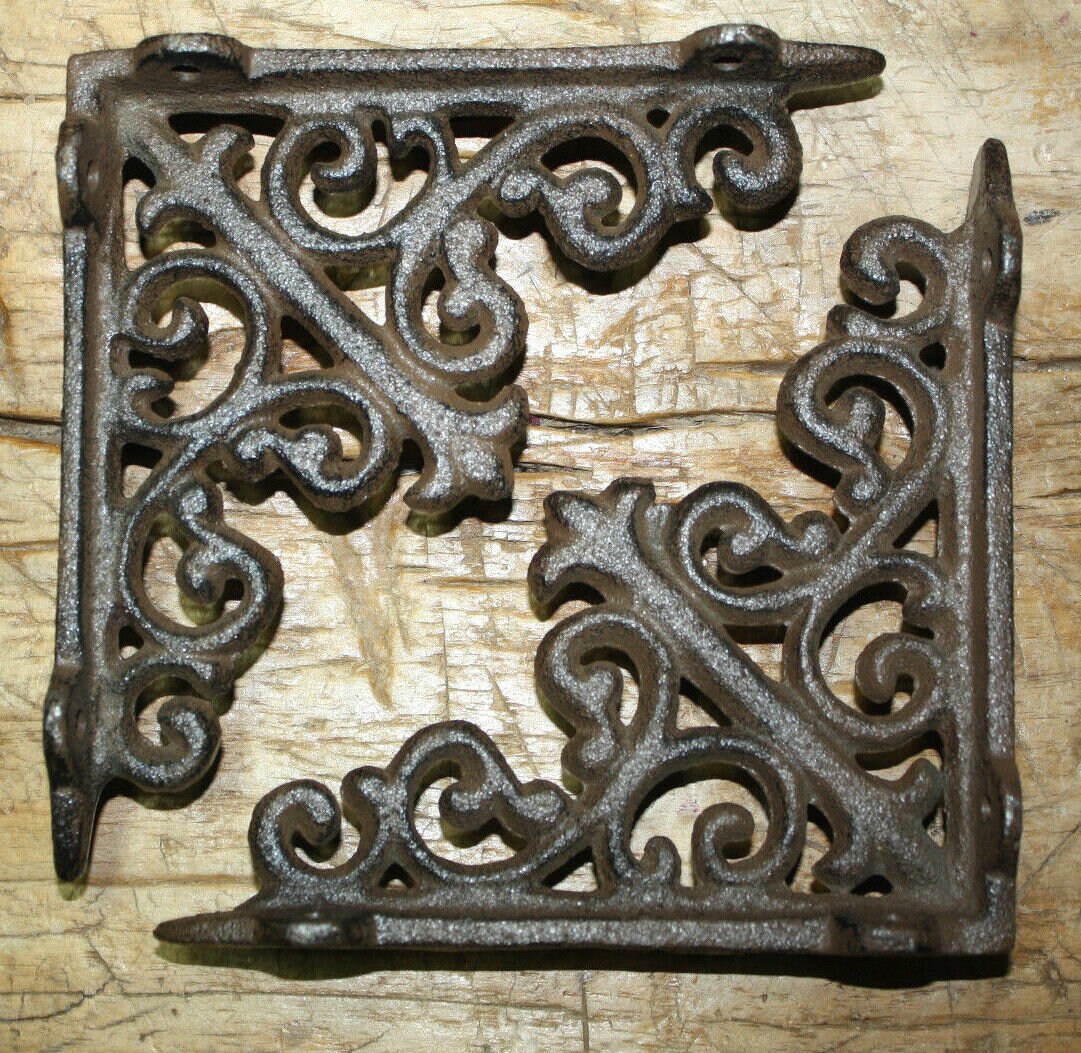4 Cast Iron Antique Style HD Brackets Garden Braces RUSTIC Etsy