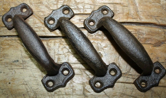 4 Cast Iron Antique Style RUSTIC Barn Handle Door Handles Gate Pull Shed 