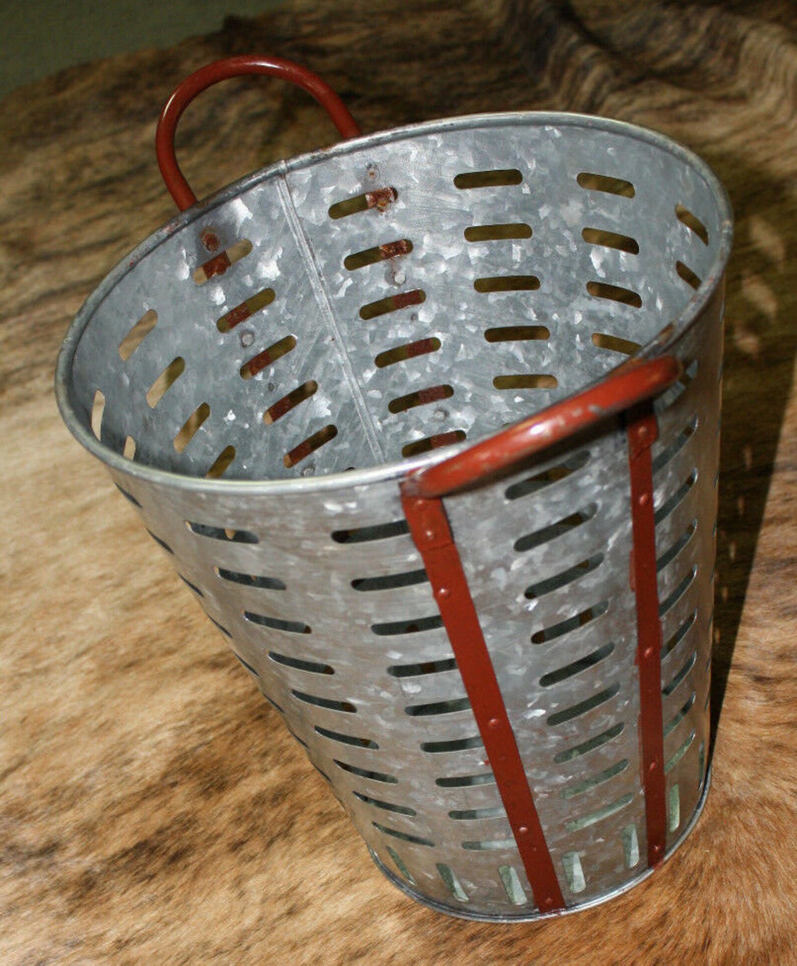 Galvanized Rustic Antique Style Metal OLIVE BUCKET Home Decor Etsy