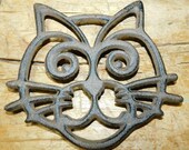 Cast Iron Antique Style CAT Plaque Hot Plate KITTEN Home Kitchen Decor TRIVET