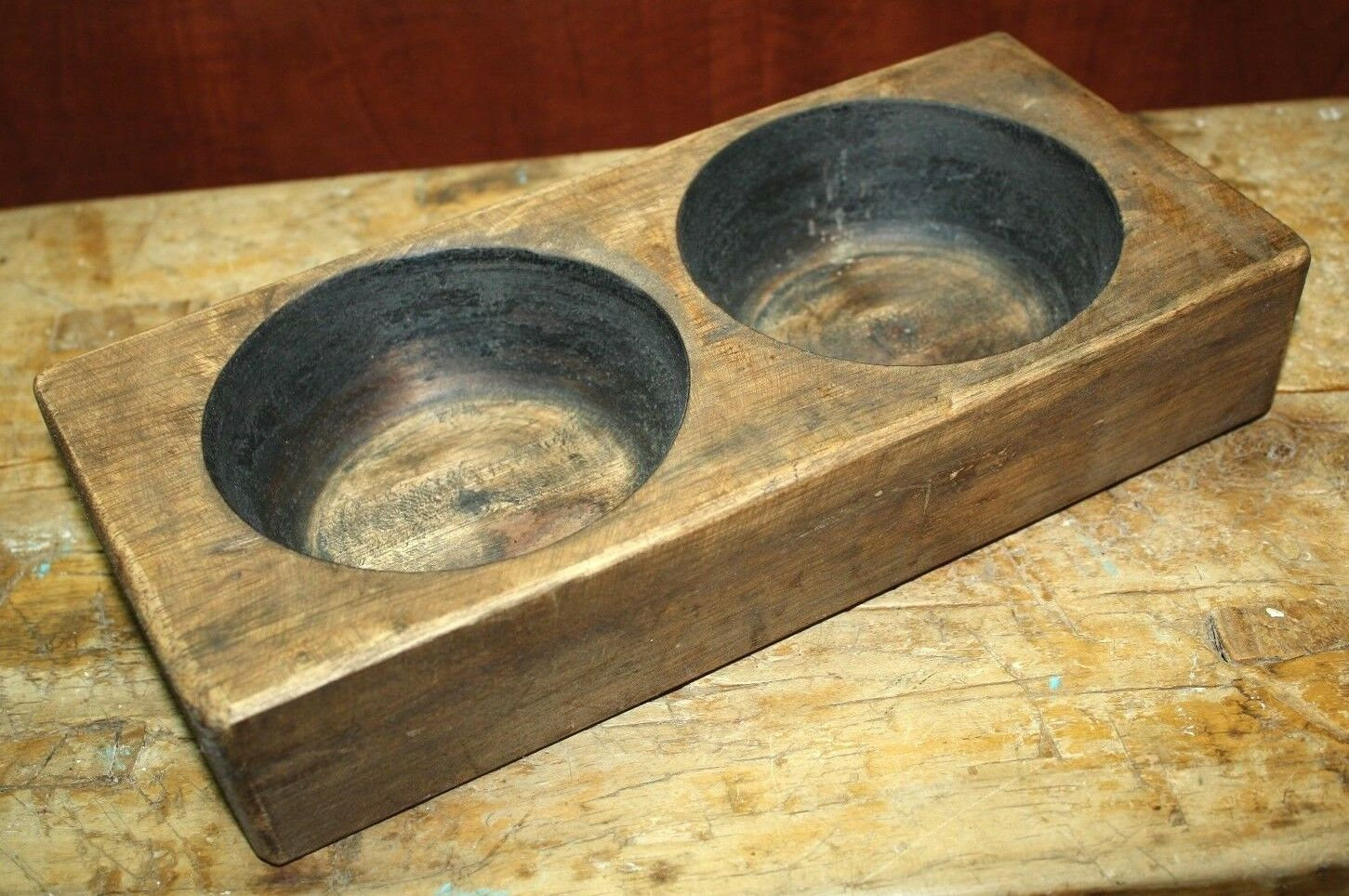 2 Hole Wooden Sugar Mold Wood Candle Holder Primitive Cheese Etsy