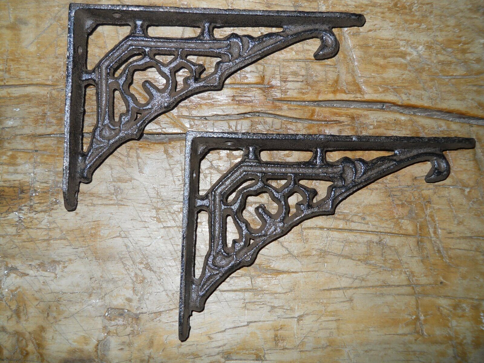 2 Cast Iron Antique Style Art Deco Brackets Garden Braces Etsy